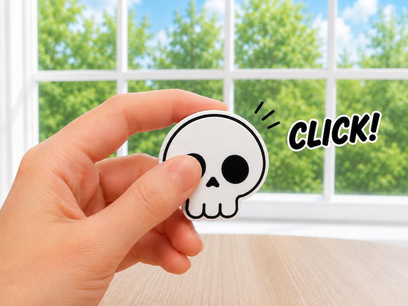3D printed clicker skull charm