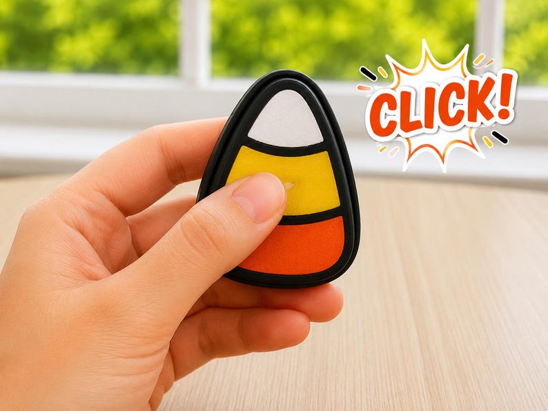 3D printed candy corn clicker fidget charm